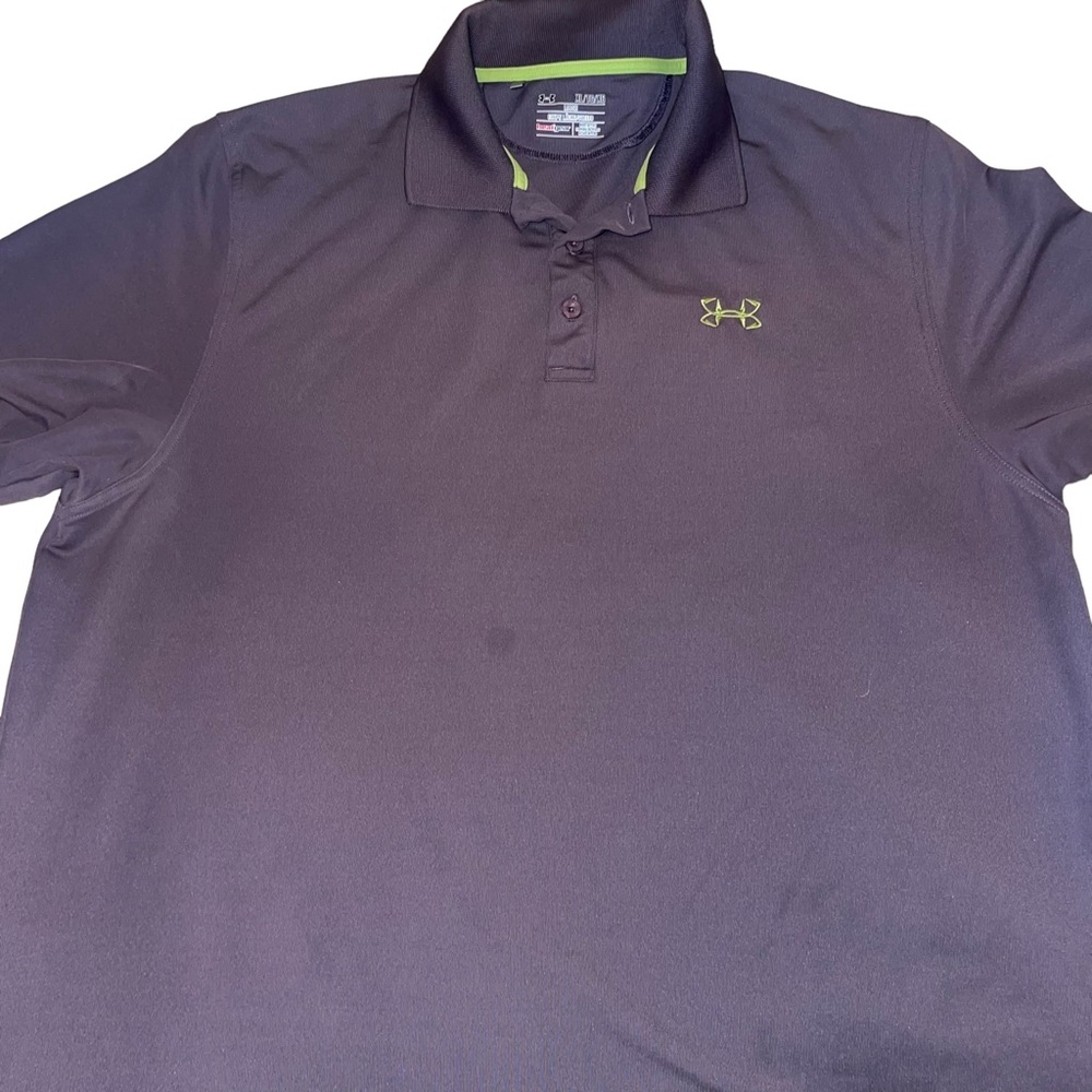 Under Armour Loose Fit Heat Gear Men’s Golf Polo Grey Green Trim XL